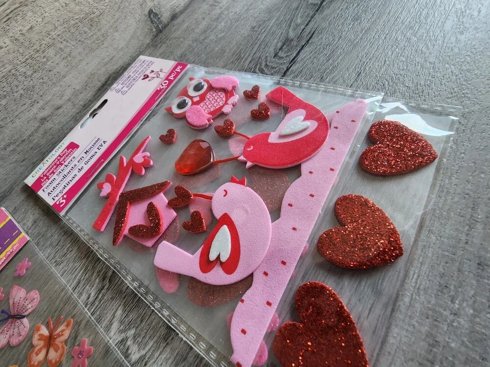 Scrapbook Stickers LOT - Girls Pink Kids Unicorn Owls Hearts Retired NEW #34